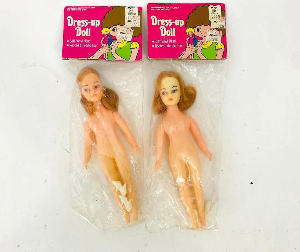 Vintage Kmart Dress Up Dolls Lot of 2 NIP Strawberry Blonde Hair Fashion Dolls